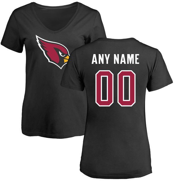 Women Arizona Cardinals NFL Pro Line Black Custom Name and Number Logo Slim Fit T-Shirt->nfl t-shirts->Sports Accessory